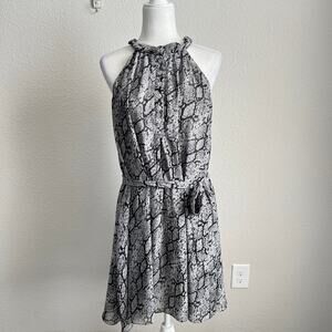 Sweet Face Snake Skin Reptile Print Halter Dress Women's 8 Belted Bold Fierce